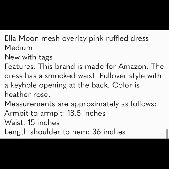 ▪️NWT Ella Moon rose dress size medium smocked waist - Picture 10 of 11